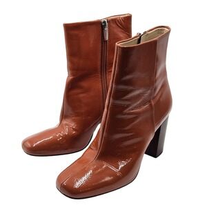 Vince Camuto Boots Womens Size 6.5 Brown Leather Ankle Block Heel VC-DANNIA